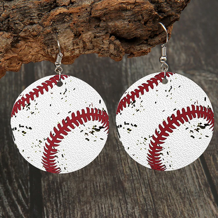 Baseball Fashion Vintage Leather Earrings-Annaletters