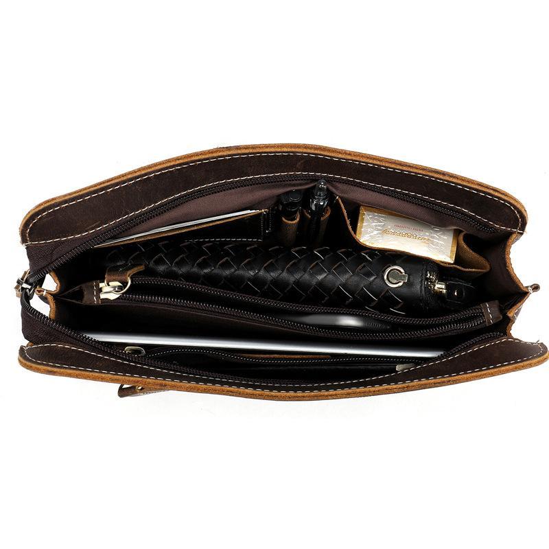 Vintage Leather Business Wallets Large Capacity Clutch Bags