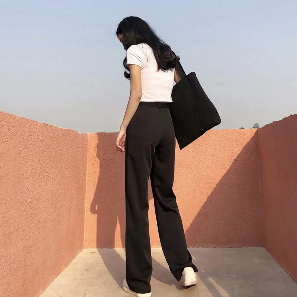 Women Wide Leg Pants Loose High Waist Solid Color Pants Casual Vertical Soft Long Pants Suit Pants breathable gifts comfortable