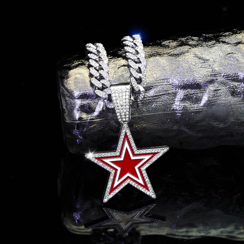 Hip-Hop Star Zinc Alloy Enamel Inlay Rhinestones Unisex Pendant Necklace