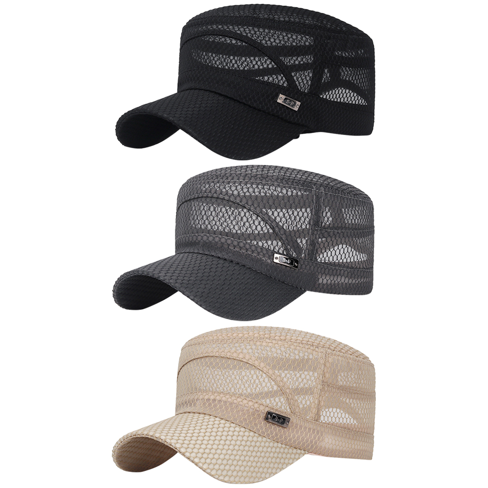 

Summer Net Flat Top Hat Men Casual Breathable Sunshade Mesh Cap for Women, Black, 501 Original