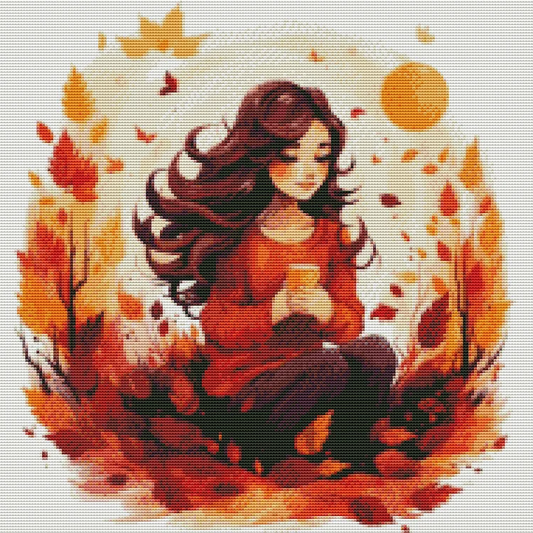 Autumn Girl 30*30CM (Canvas) Full Round Drill Diamond Painting gbfke