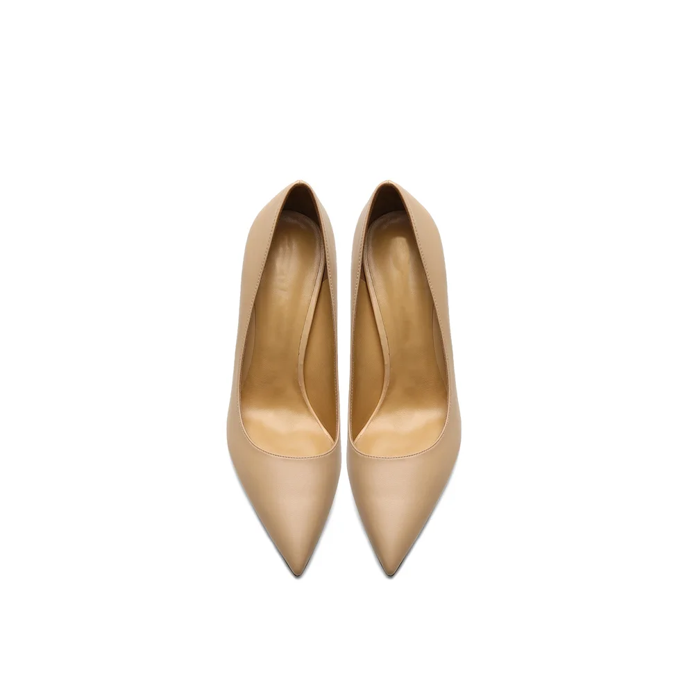 30mm Pointed Toe Red Bottom Kitten Chunky Heels Daily Matte Pumps Low Heels for Women-MERUMOTE