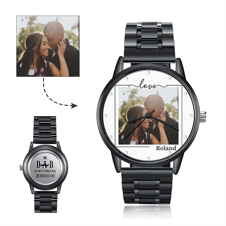 Personalized Men Photo Watch with Name for Dad