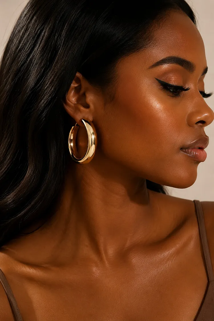 Fashion Gold Smooth Hoop Earrings 2024 - Xpluswear