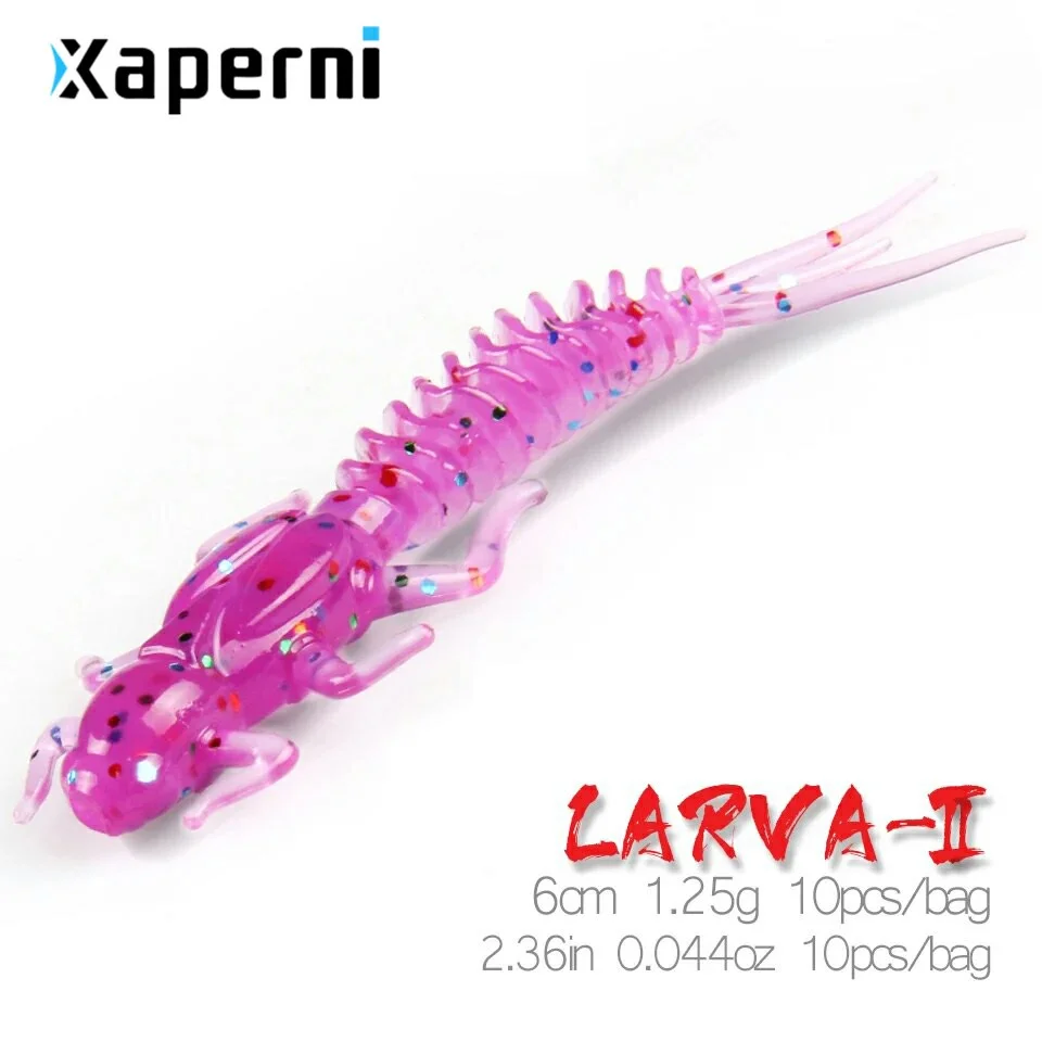 Xaperni new Larva Soft Lures 6cm 1.25g 10pcs Fishing Artificial Silicone Bass Pike Minnow Swimbait Jigging Plastic Baits Worm