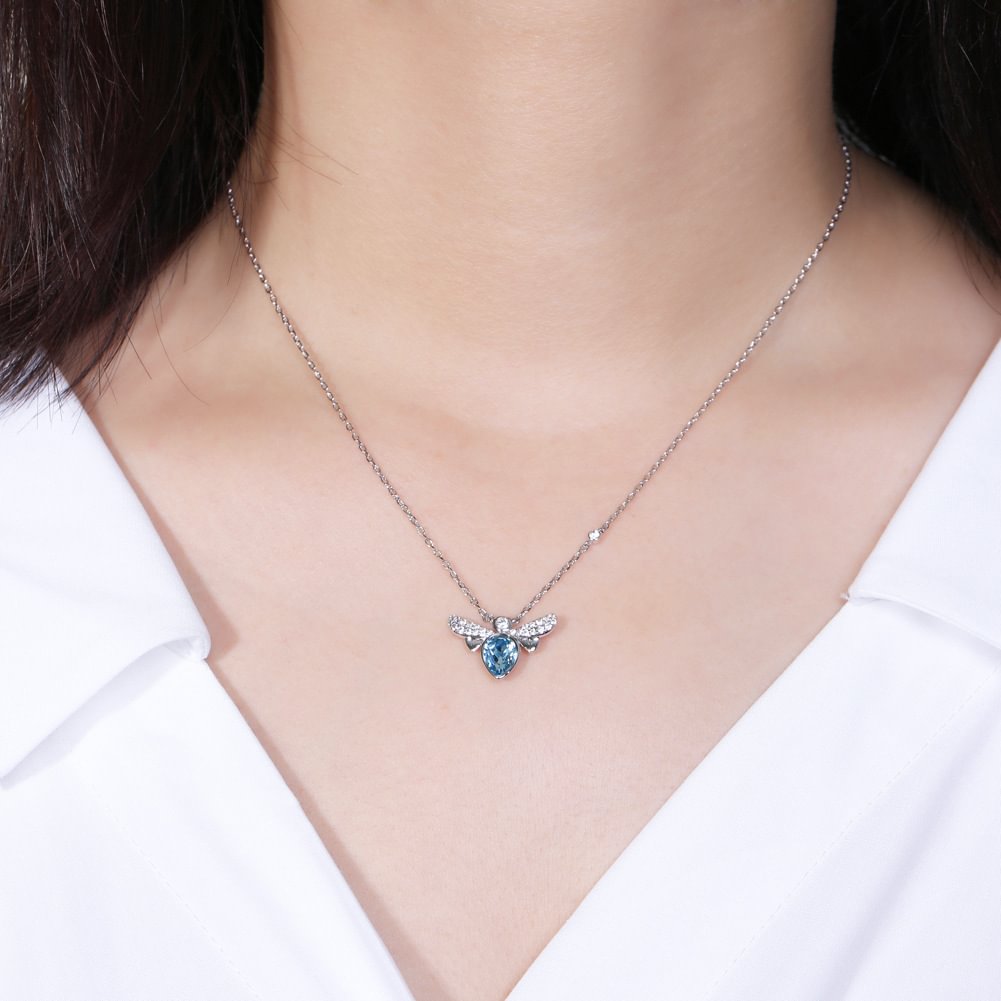 Crystal Blue Bee Necklace Women's Niche Necklace Pendant