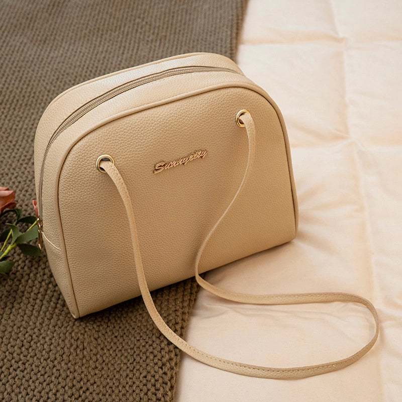 Women’s Medium Pu Leather Solid Color Basic Classic Style Square Zipper Crossbody Bag