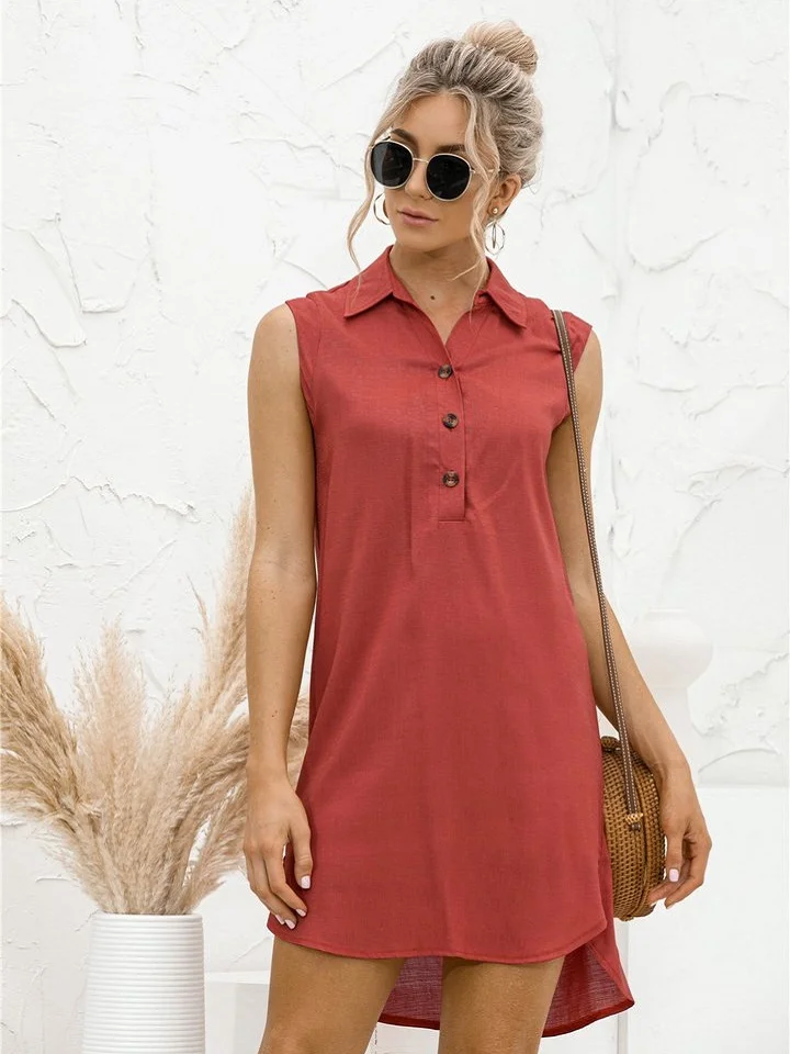Lapel Button Split Vest Shirt Skirt | EGEMISS
