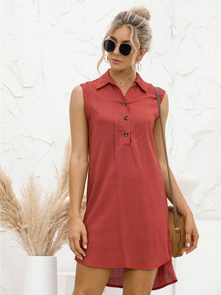 Lapel Button Split Vest Shirt Skirt | EGEMISS