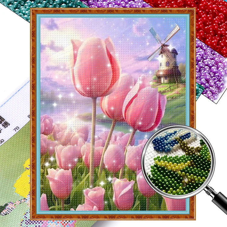 Flower - 9CT Bead Embroidery Cross Stitch(Full Embroidery)