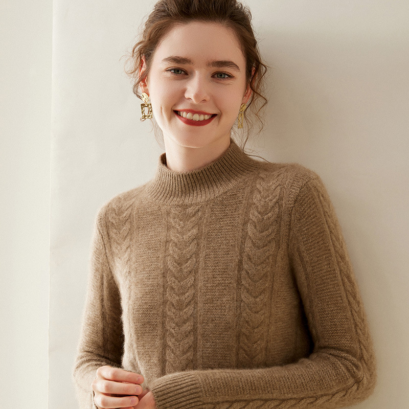 Cable Knit Downy Cashmere Sweater For Women REAL SILK LIFE
