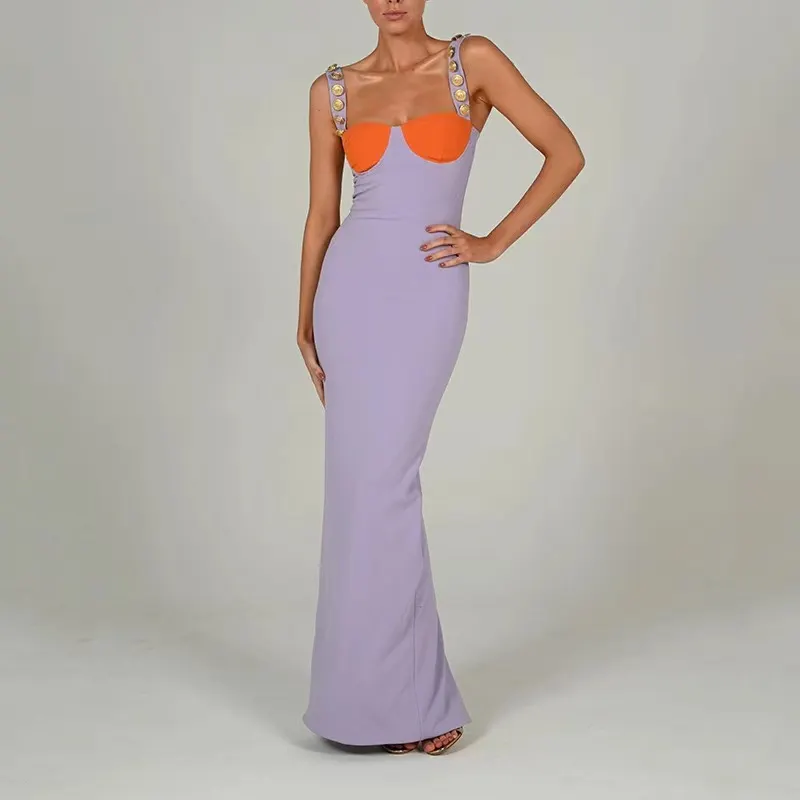 Uveng New Summer Elegant Strapless Sexy Bodycon Maxi Dress Women Sleeveless Backless Long Party Dress Slim Party Dress Vestidos