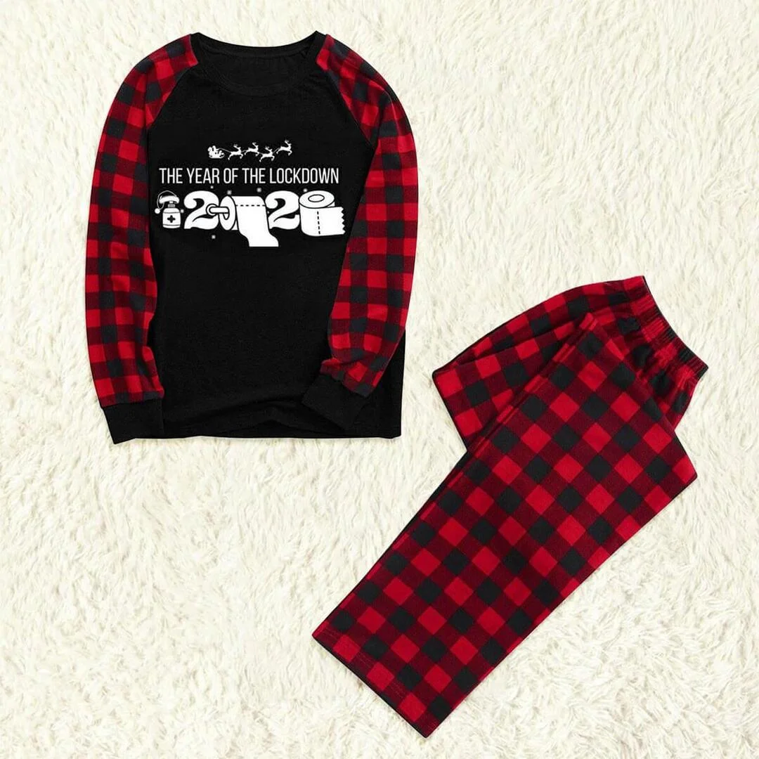 "The Year Of The Lockdown" 2021 Print Family Matching Pajamas Sets - Black