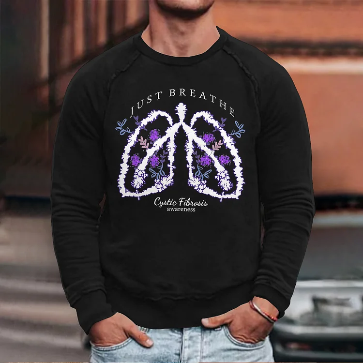 BrosWear Round Neck Flower Love Lung Sweatshirt