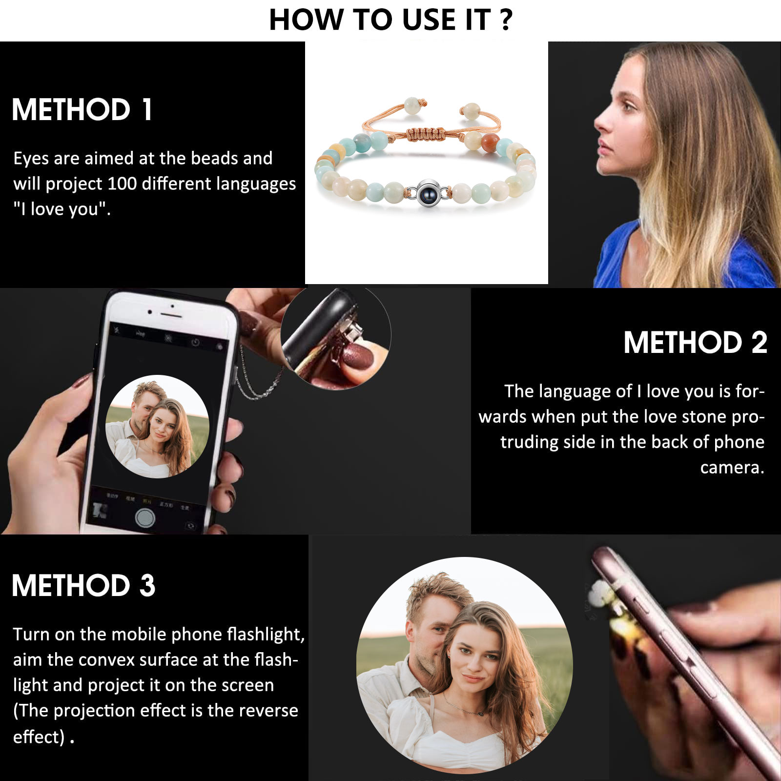 Personalised Projection Bracelet Customised With 1 Photo Adjustable Bracelet Special Gift for Her-Jessemade AU