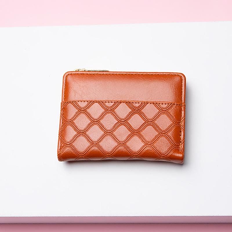 Fashion Simple Women's Small Wallet Short Zipper Folding Embossed Women's Wallet