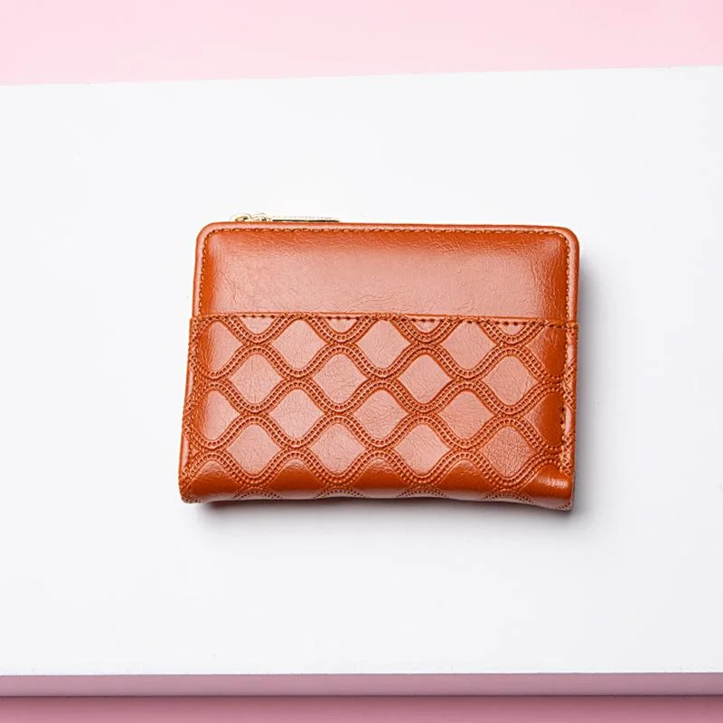 Fashion Simple Women's Small Wallet Short Zipper Folding Embossed Women's Wallet