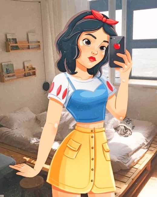 

Modern Snow White Taking A Mirror Selfie – Paint By Numbers - 40*50CM, 501 Original