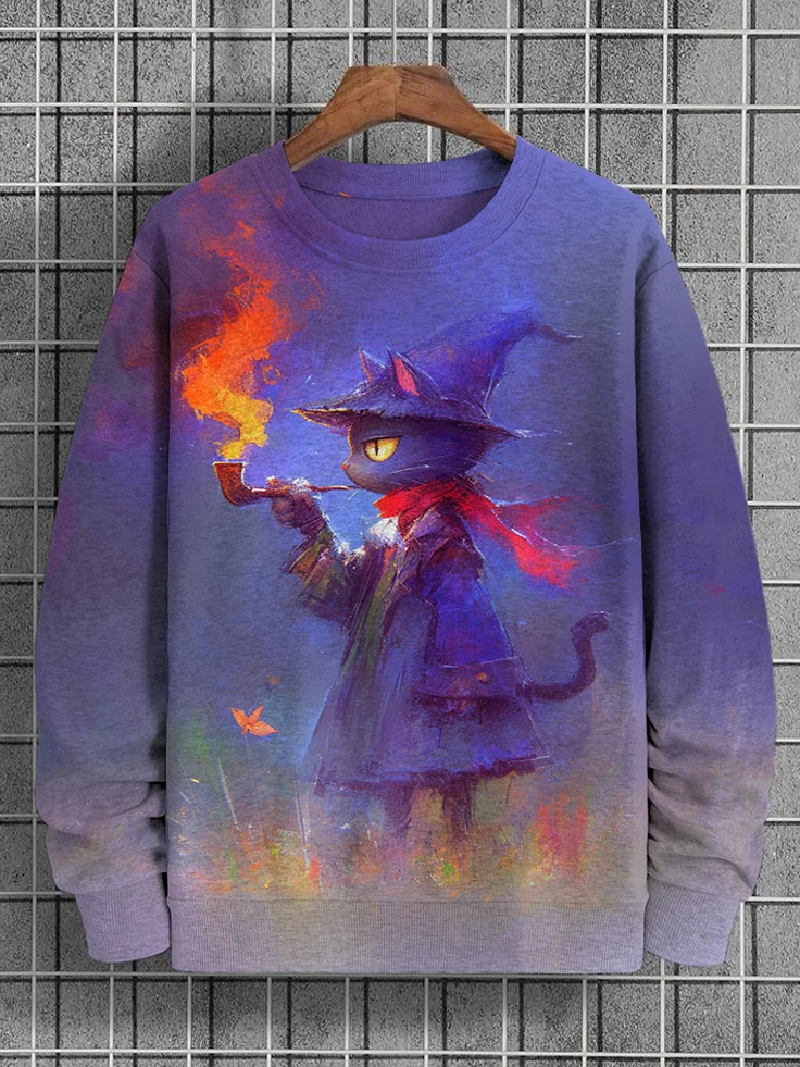 Men's Magic Cats Adventure Art Print Casual Sweatshirt
