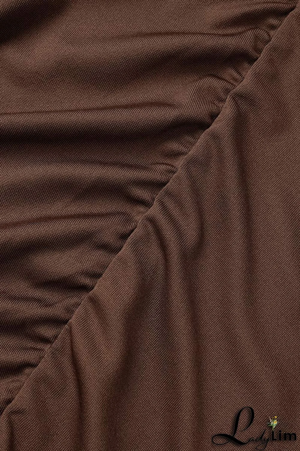 Dark Brown Sexy Solid Patchwork Spaghetti Strap One Step Skirt Plus Size Dresses