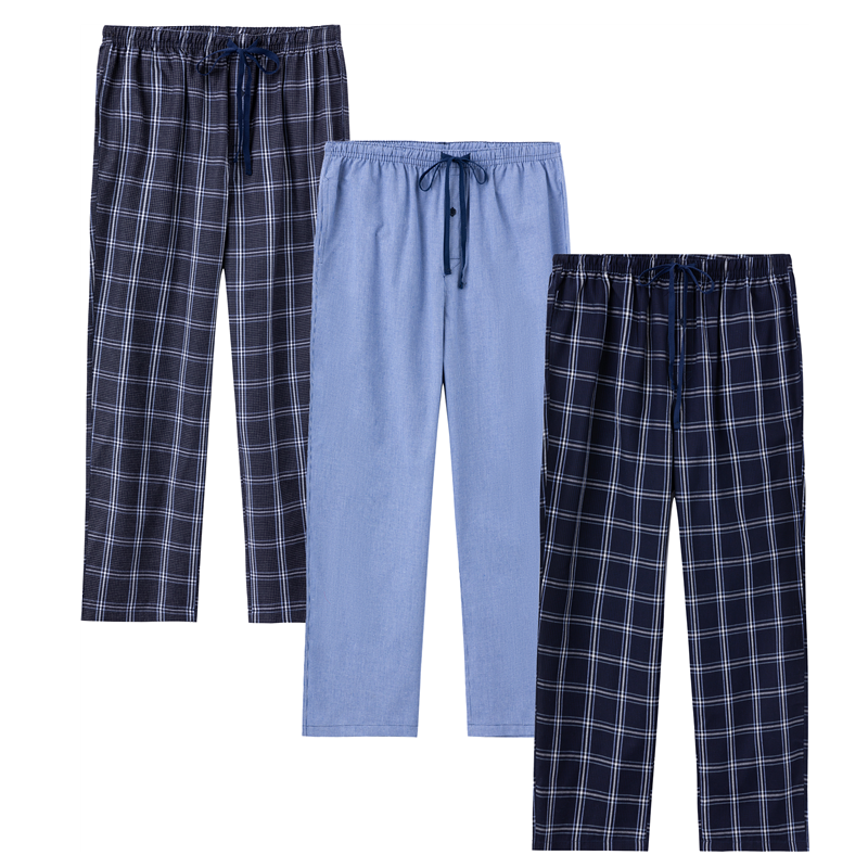 JupiterSecret Mens Pajama Pants Set Cotton Plaid Sleep Pants, PJ Bottoms with Pockets and Button Fly（C）