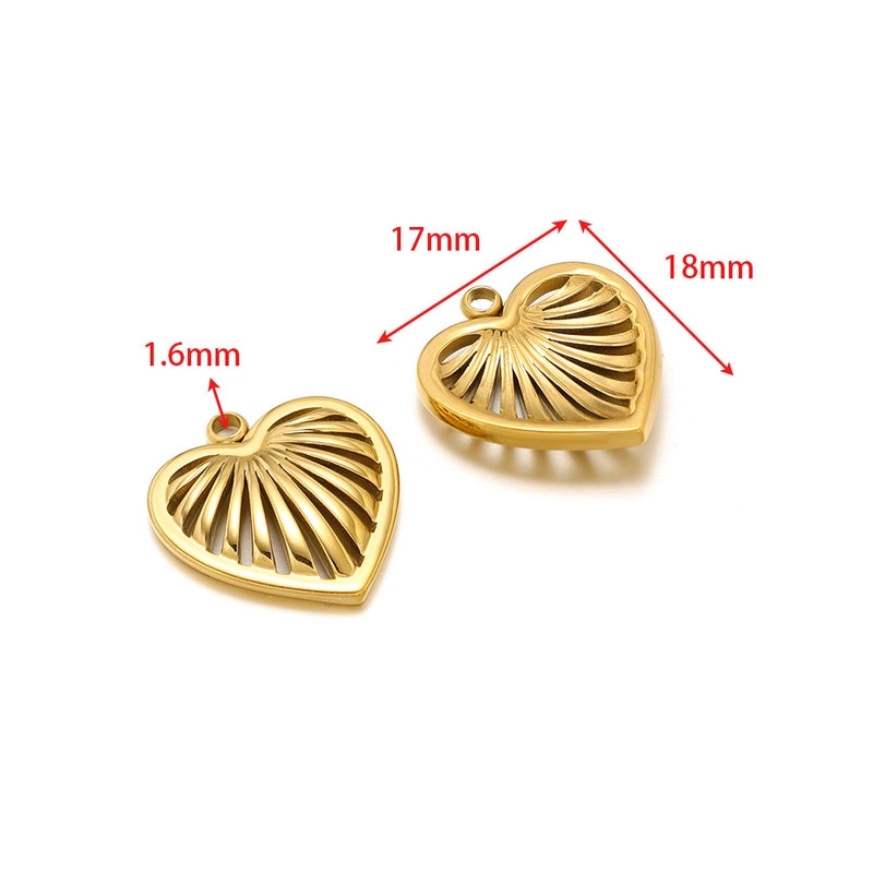 5 PCS/Package 14*17mm 304 Stainless Steel Heart Shape Pendant Jewelry Accessories