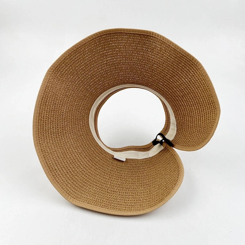 Women’s Vacation Solid Color Big Eaves Straw Hat