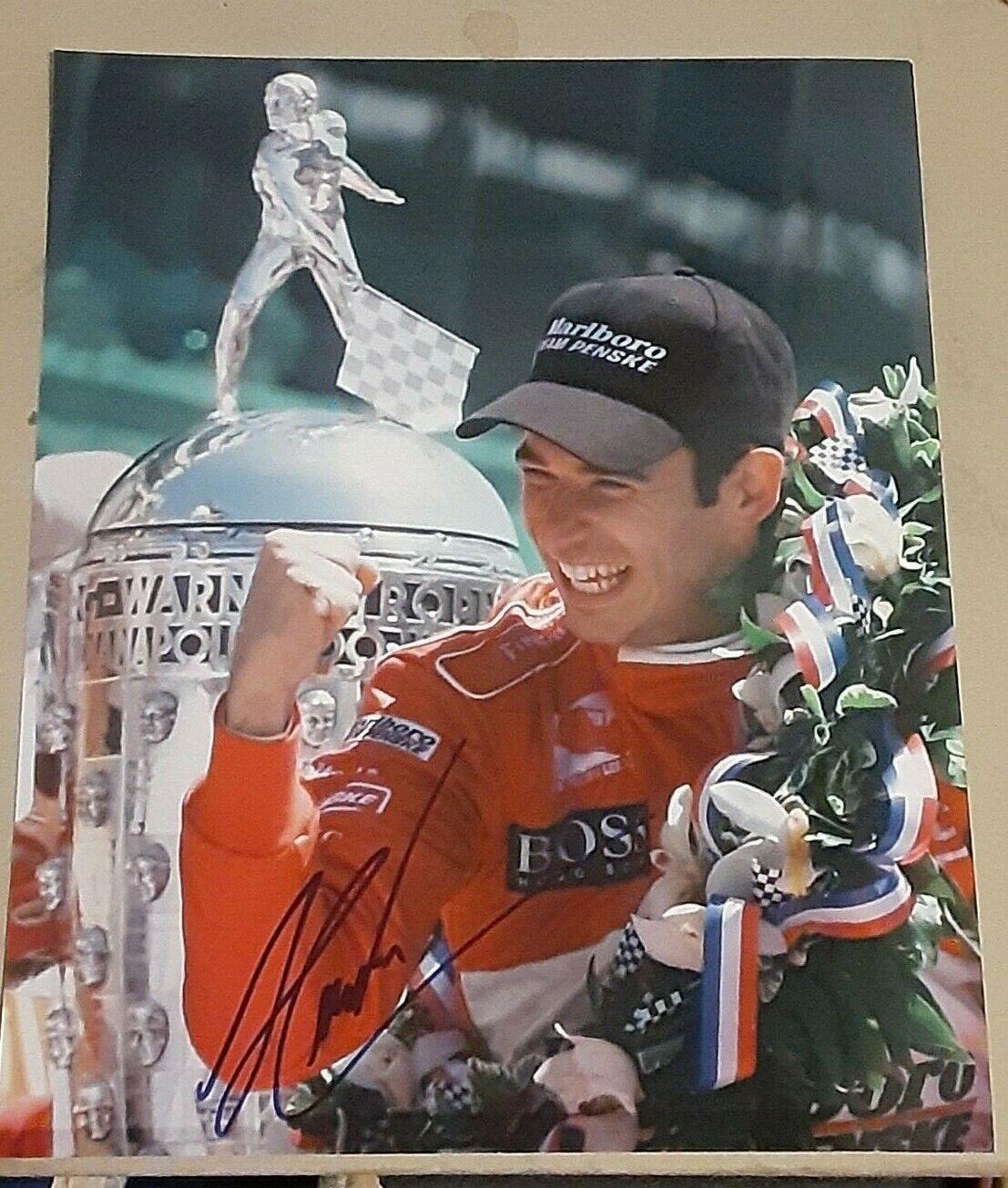 Helio Castroneves 4X Indianapolis Indy 500 Champion SIGNED 8X10 Photo Poster painting COA Racing