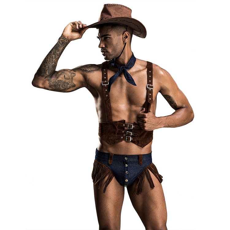 Men's Erotic Denim Lingerie Uniform Seduction