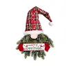LED Christmas Santa Gnome Pendant with Lights Artificial Plant Elf Doll Ornament