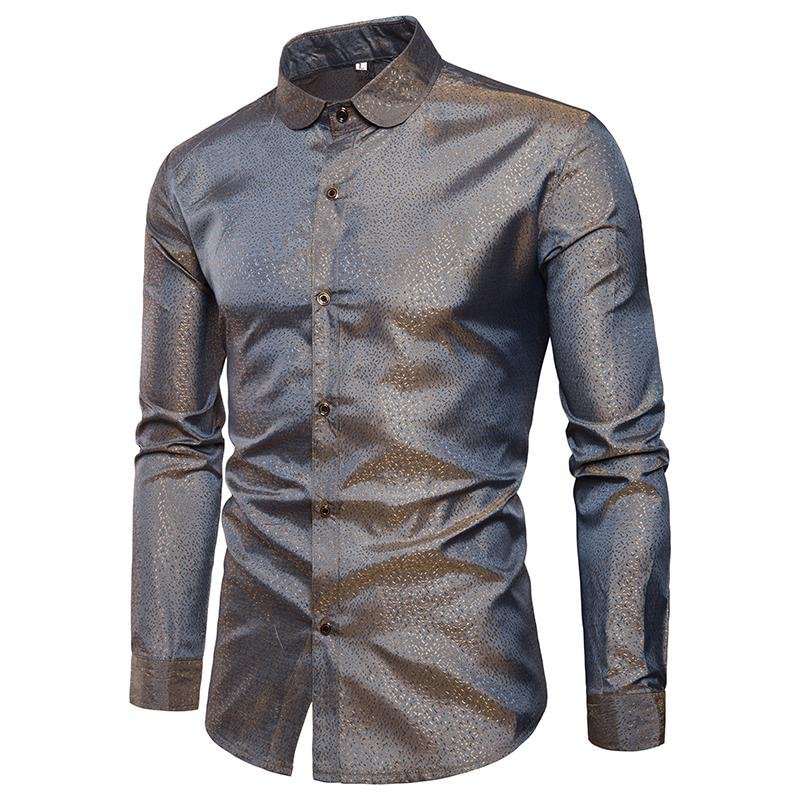 Men Tops - Men's Glossy Stylish Business Casual Button Down Shirts of ...