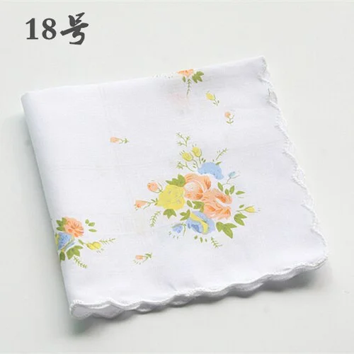 Handkerchiefs Women Soft Floral Printing Cotton Elegant Classic Pockets Square Handkerchief Womens National Style Simple Trendy