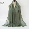 Pleated Linen Cotton Scarf Woolen Edge Women Hijab Shawl