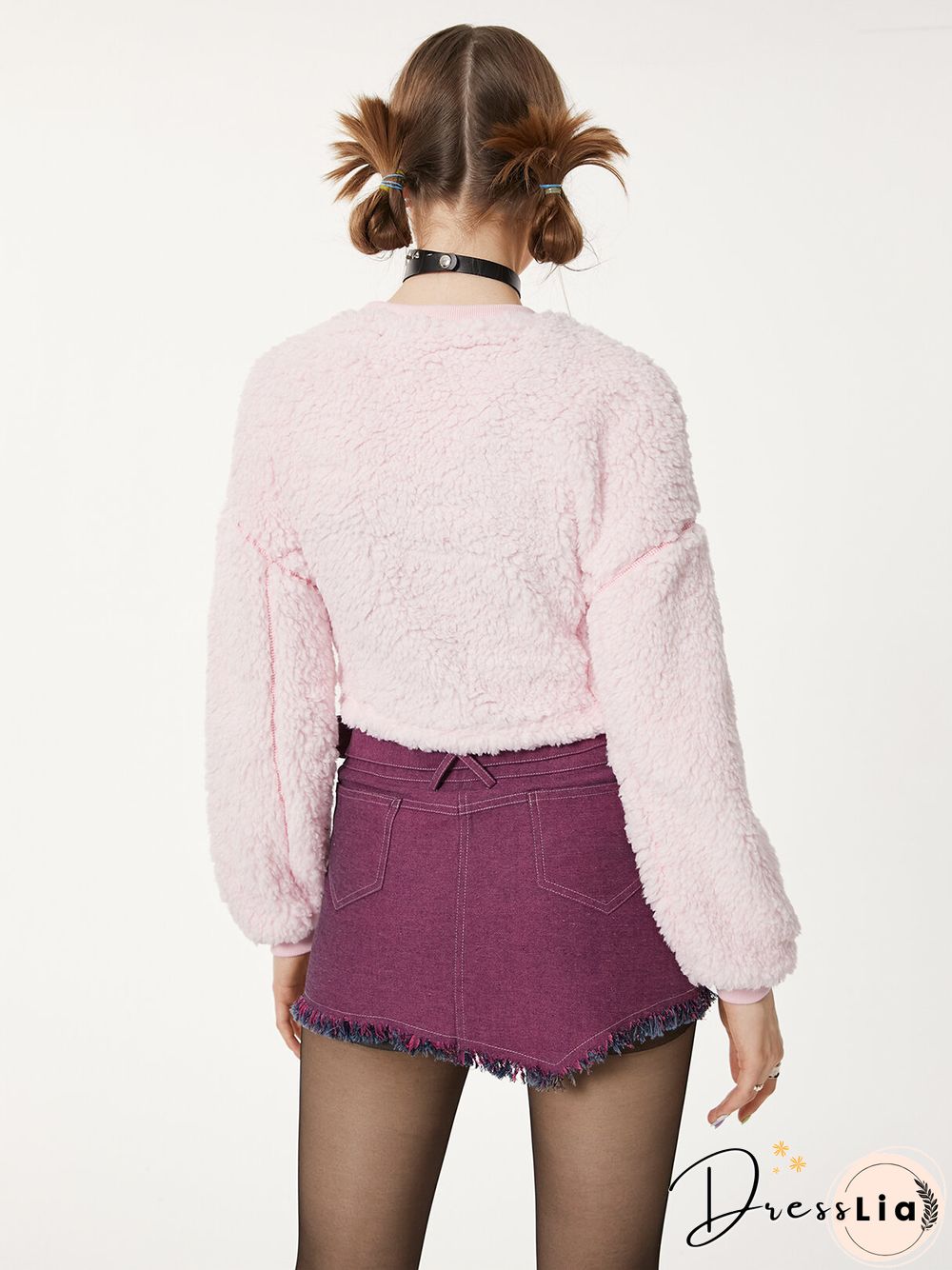 Solid Plush O-neck Casual Sweatshirt