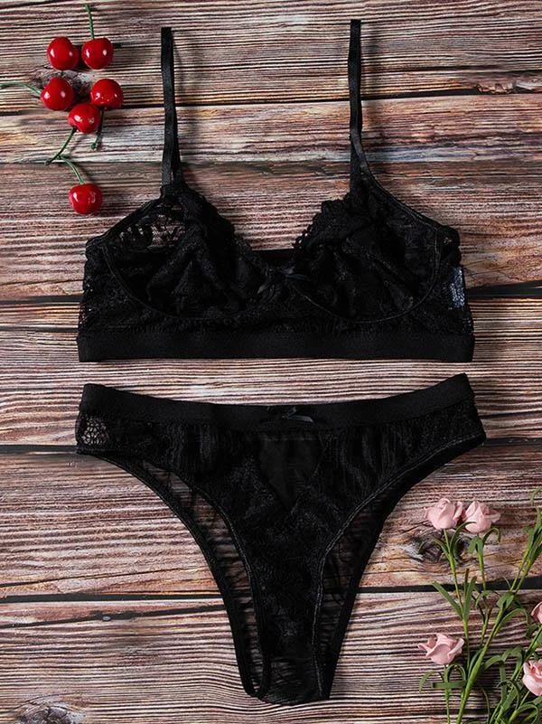 Lace Underwired See-Through Split Erotic Lingerie