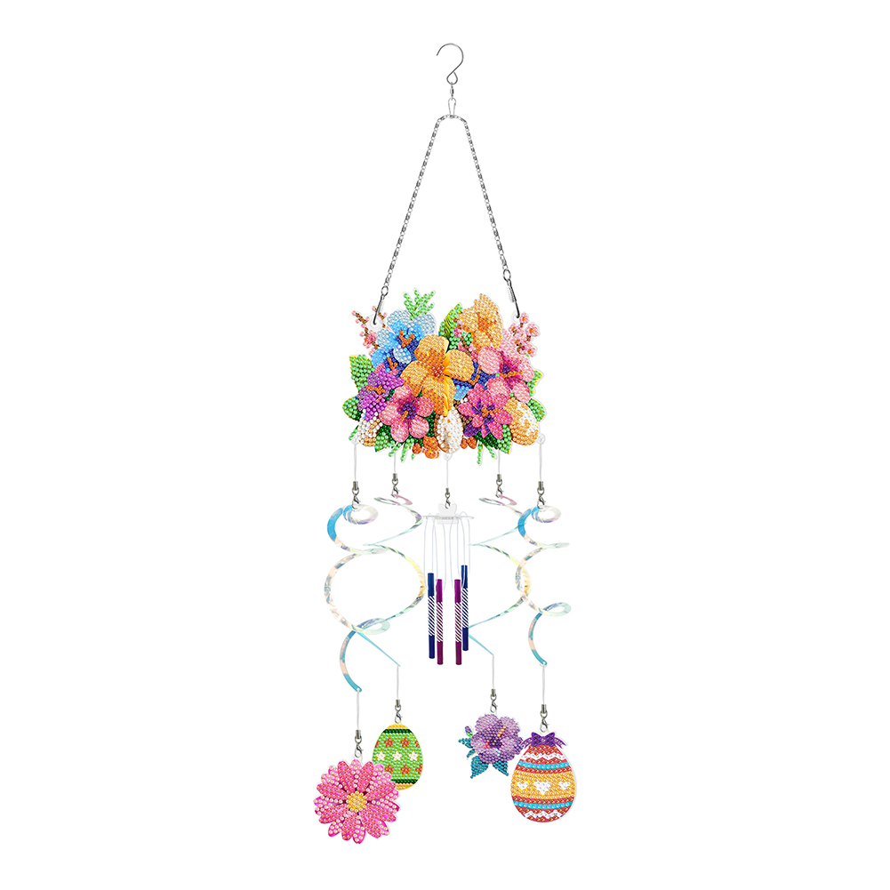 Flower Eggs Double Sided Diamond Painting Wind Chimes for Window Decor