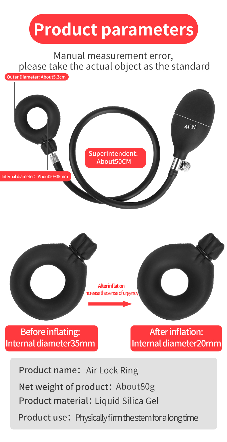 Inflatable Silicone Cock Ring for Enhanced Male Pleasure