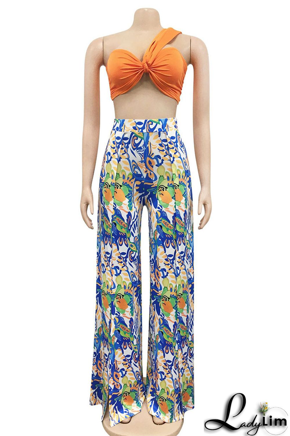 Black Sexy Casual Print Backless Slit Strapless Sleeveless Two Pieces