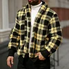 💥 2025 Hot Sale! Men Plaid Pattern Teddy Jacket, Going Out Colorful Long Sleeve Casual Flannel Jacket, For Friends, Husband, Boyfriend Gifts, For Fall Winter
