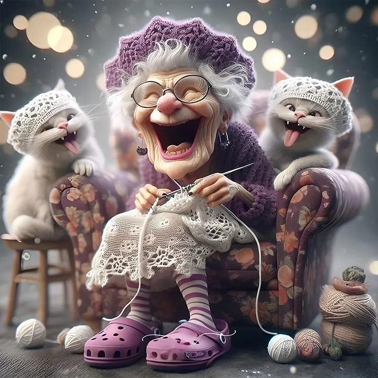 Cute Grandma 40*40CM (Canvas) Full Round Drill Diamond Painting gbfke