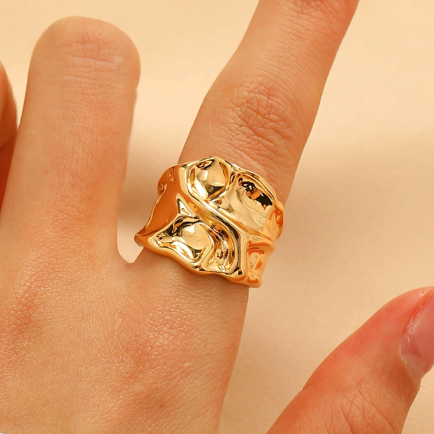 Open-ended gold-plated ring