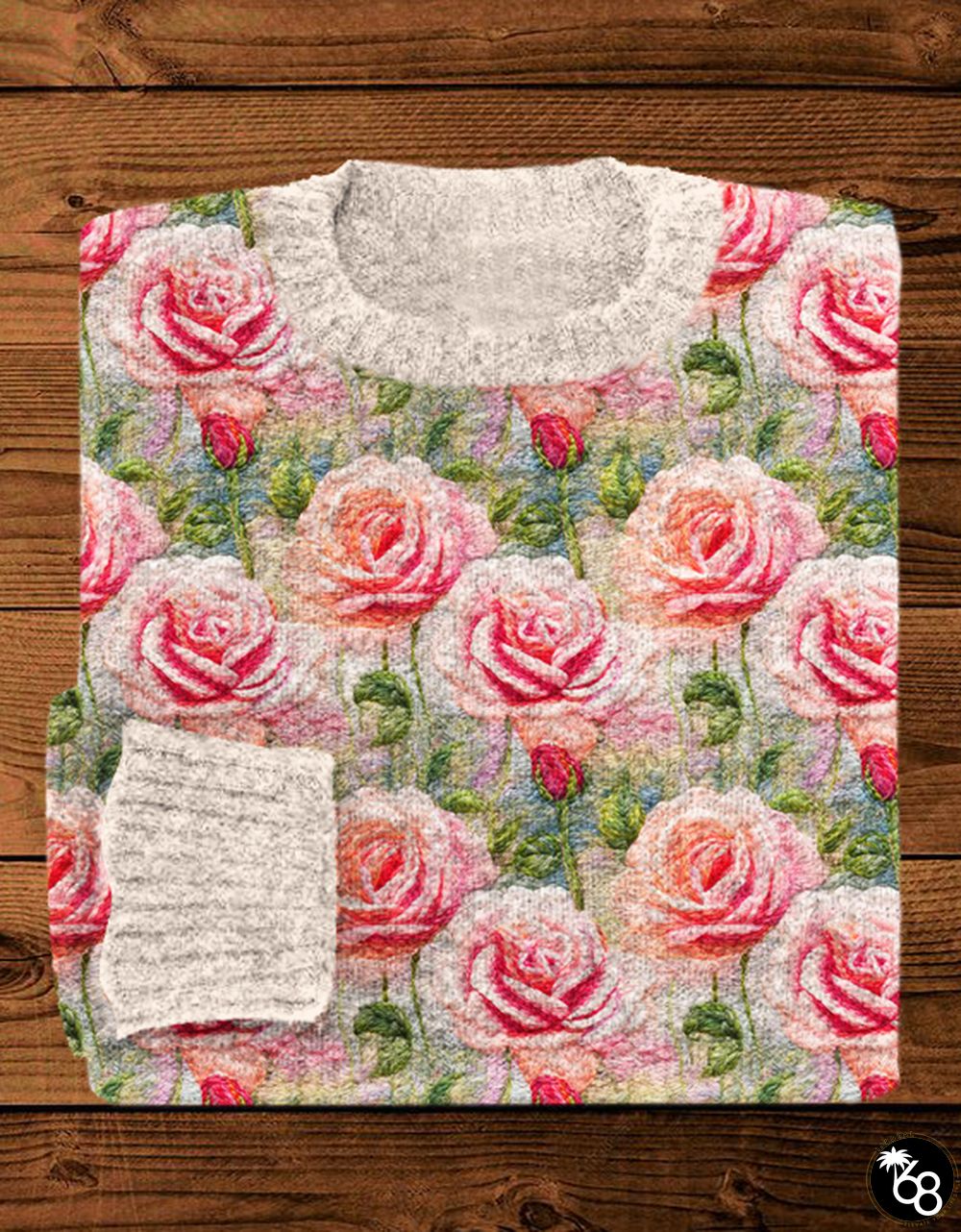 Pink Rose Pattern Cozy Sweater | 168DEAL