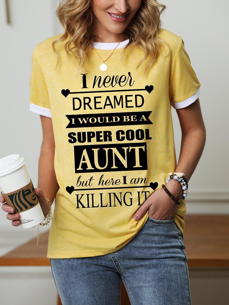 Bestdealfriday Super Cool Aunt Graphic Round Neck Short Sleeve Tee