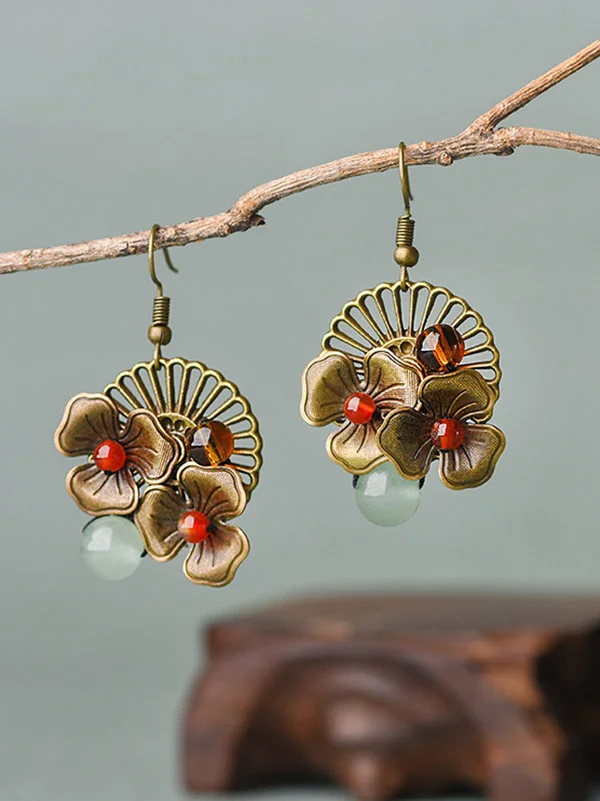 Vintage Gold Color Flower Earrings