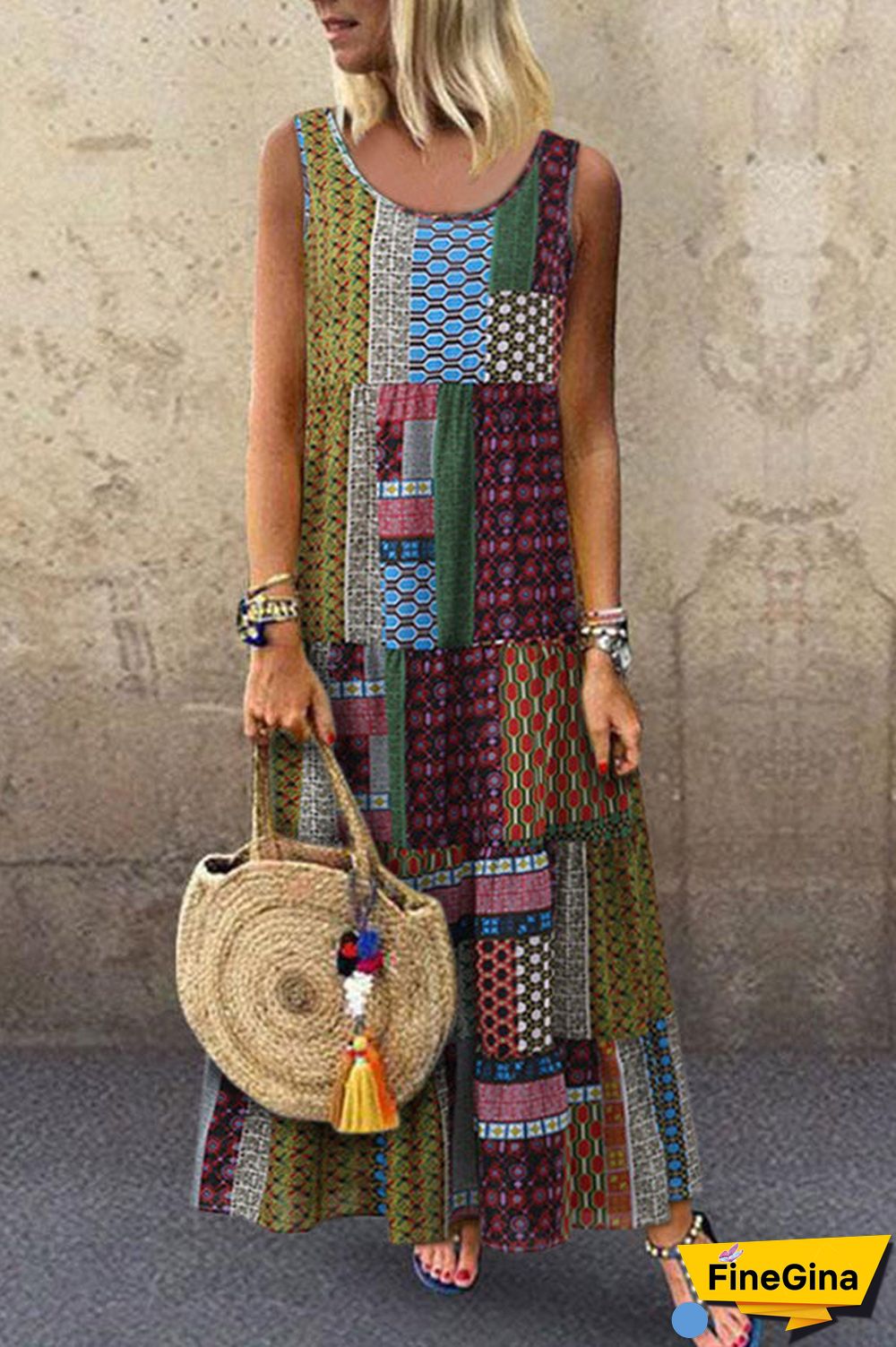 Vacation Geometric Tank Dress