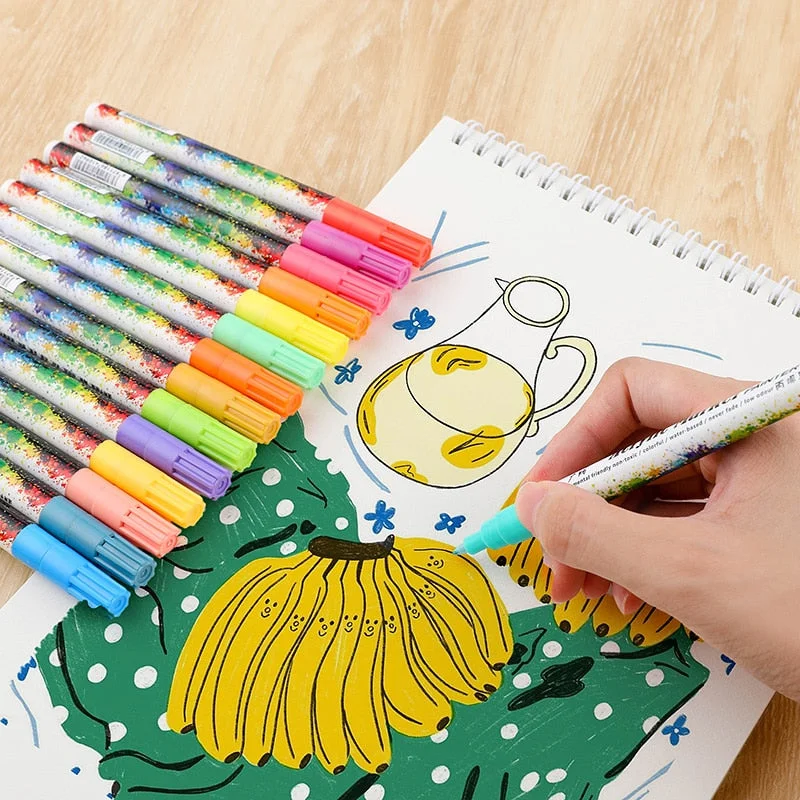 12/18/24/36 Colors Acrylic Paint Marker pen Permanent Art Marker Pen for Ceramic Rock Glass Porcelain Mug Fabric Canvas Painting