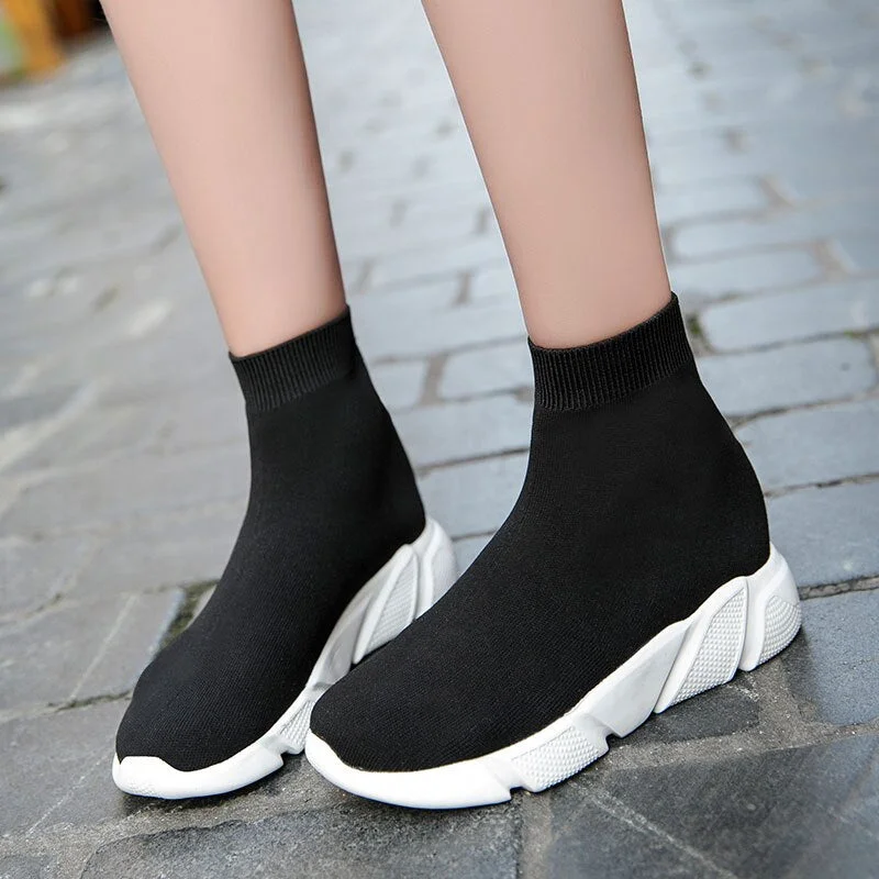 MWY Breathable Elasticity Socks Sneakers Platform Unisex Footwear Casual Shoes Flats Women Ankle Boot Dames Schoenen