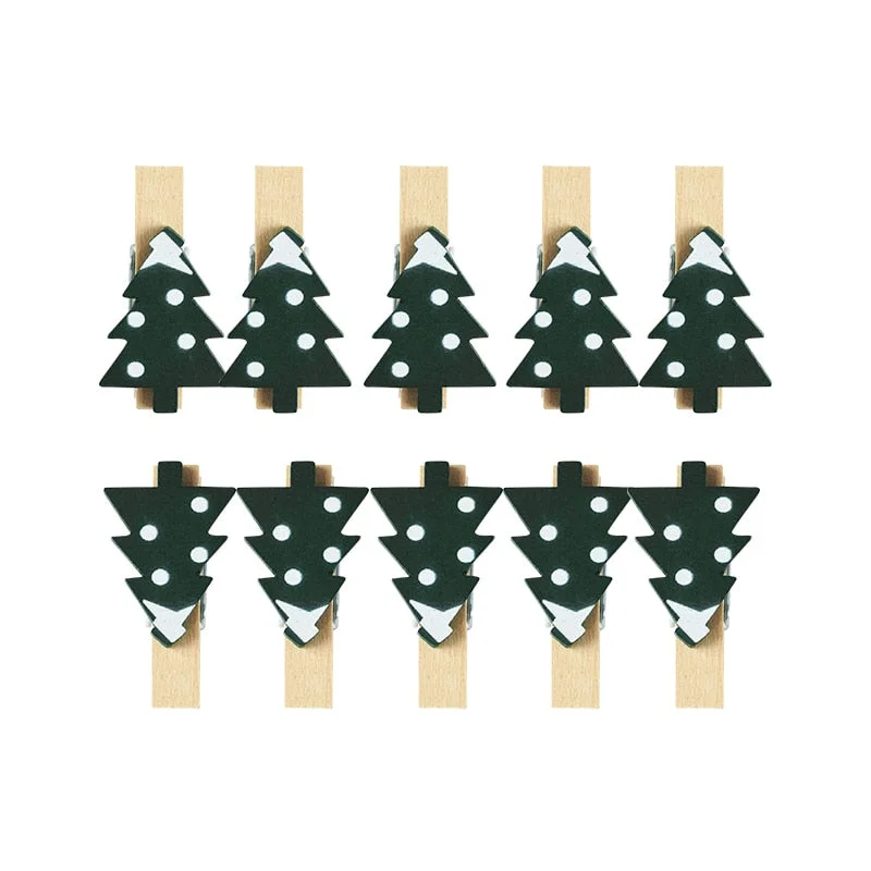 10pcs Christmas Wooden Clips New Year Party Decoration Photo Wall Clip DIY Christmas Ornaments Decorations for Home Kids Gift