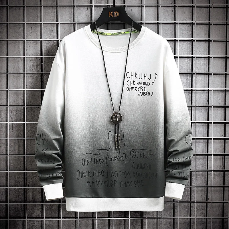 Graffiti Print Gradient Crewneck Techwear Shop